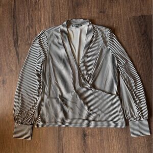 Adrianna Papell Black and White Striped Top